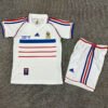 1998 France Home Kids Retro Soccer Jersey (with small lettering on the right chest)