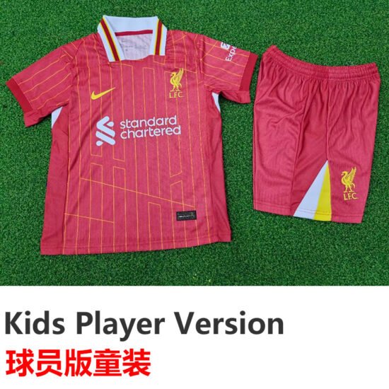 24-25 LIV Home Kids Player Version Soccer Jersey (Player's Children's Clothing)