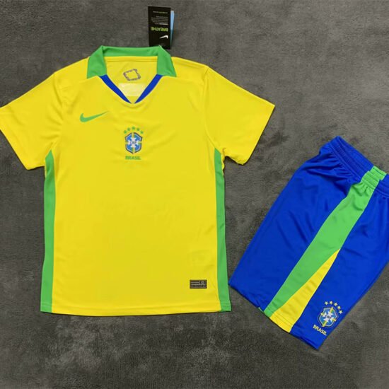 25-26 Brazil W Home Kids Soccer Jersey