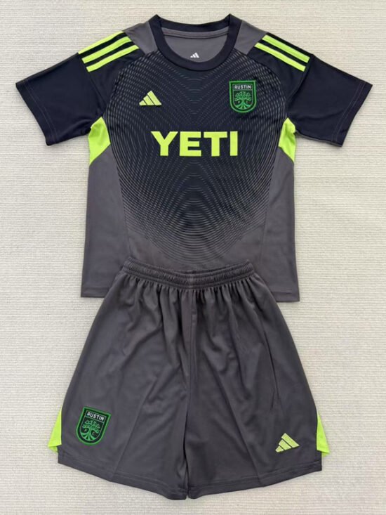 25-26 season Austin FC black goalkeeper children's soccer jersey