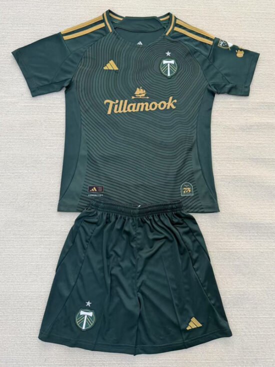 25-26 Portland Timbers Home Children's Soccer Jersey with Badges