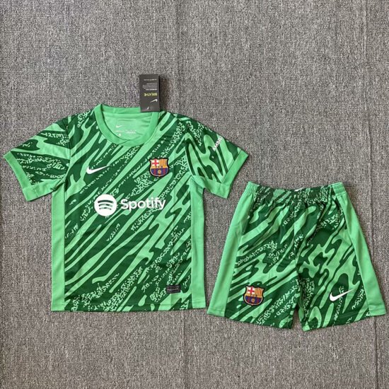 24-25 BAR Green Goalkeeper Kids Soccer Jersey