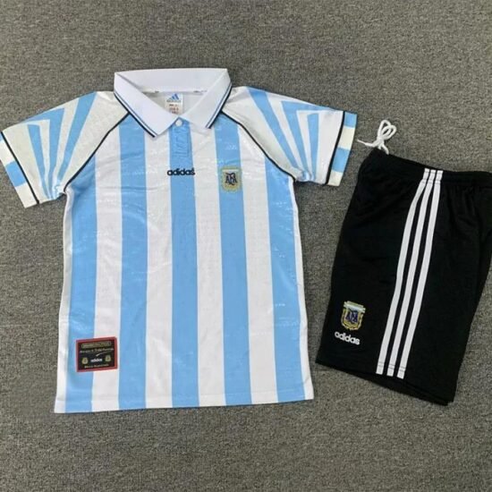 1996 Argentina Home Kids Retro Soccer Jersey