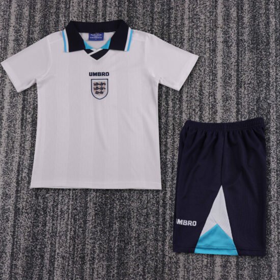 1996 England home retro football jersey for children
