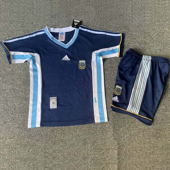 1998 Argentina Away Kids Retro Soccer Jersey