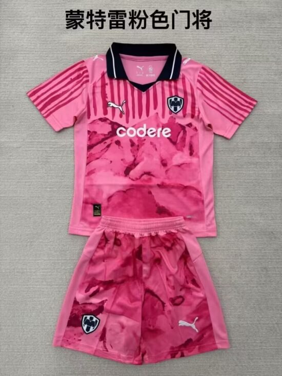 25-26 season Monterrey FC World Cup Pink Goalkeeper Children's Soccer Jersey
