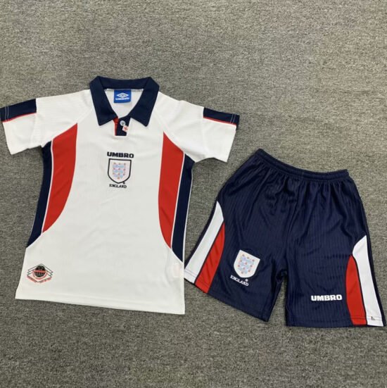 1998 England home retro football jersey for children