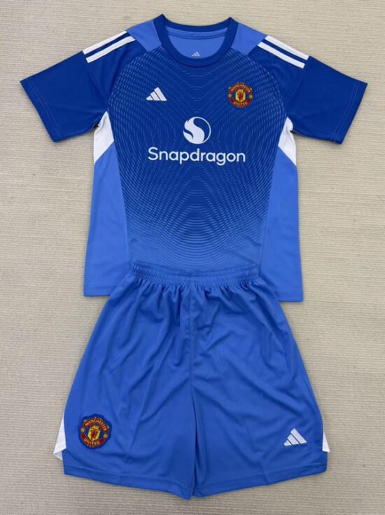 25-26 season Manchester United blue goalkeeper children's football jersey