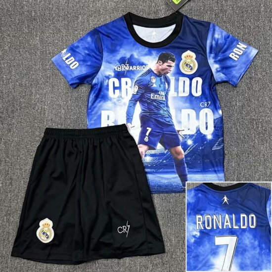 25-26 season Ronaldo No. 7 blue special edition children's soccer jersey
