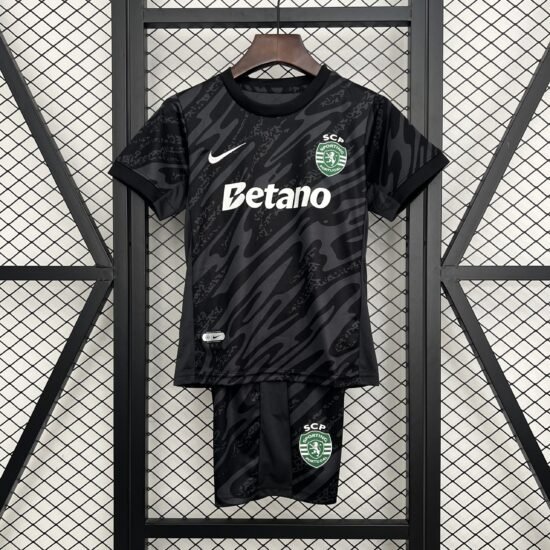 25-26 Lisbon Black Goalkeeper Children's Soccer Jersey