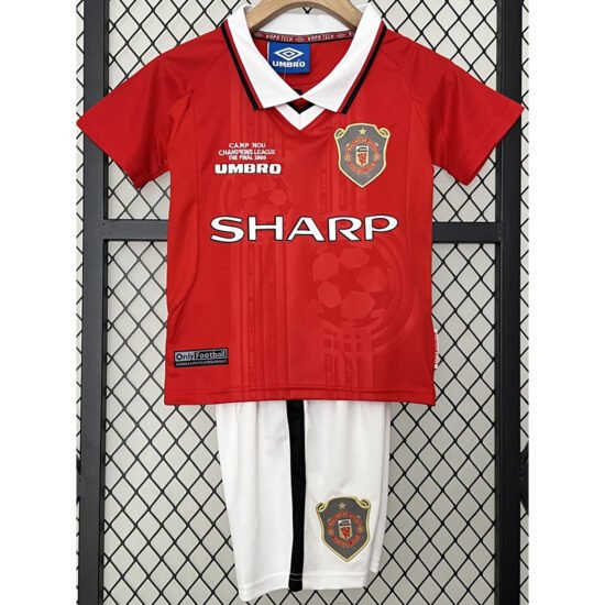 1999-2000 Manchester United Home Retro Football Jersey for Children