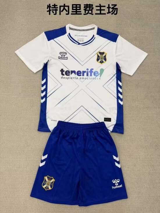 2025-26 season CD Tenerife home children's soccer jersey