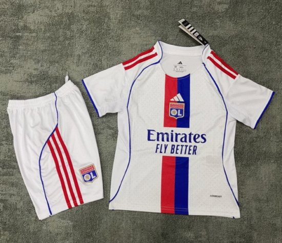 Lyon's home children's football jersey for the 25-26 season