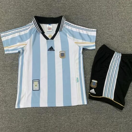 1998 Argentina Home Stadium Children's Retro Soccer Jersey