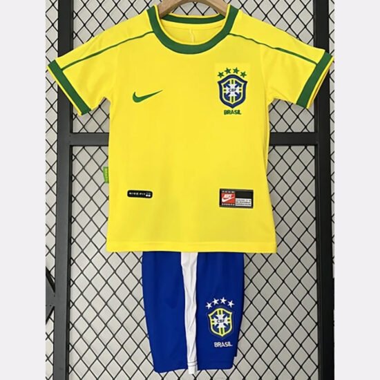 1998 Brazil home stadium children's retro soccer jersey